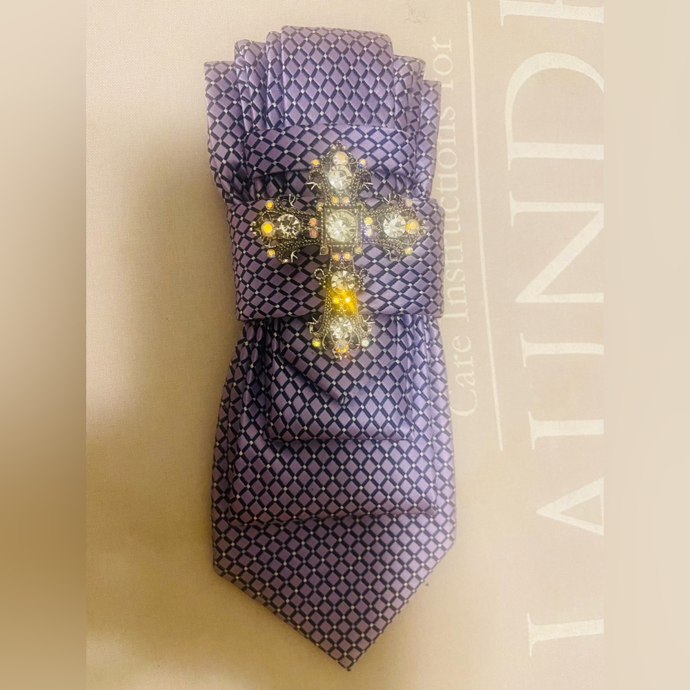 Purple Cross Brooch Women's Accessory